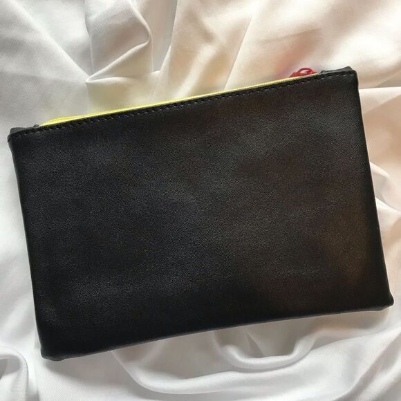 Sephora Makeup Bag Travel Black Yellow Zip Striped Bows NEW - Picture 2 of 5